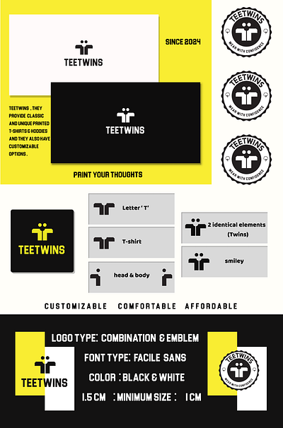 Teetwins (logo design) branding casestudy emblem logo graphic design logo logo design logo for clothing minimalist logo top logo tshirt ui