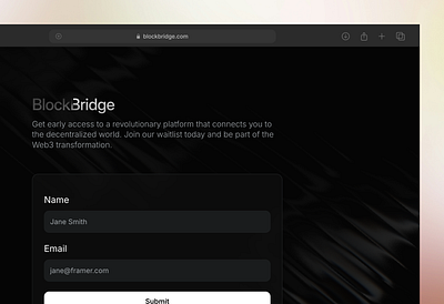 Blockbridge bento design framer template ui waitlist web design