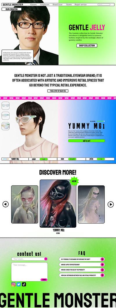 Gentlemonster landingpage design graphic design landingpage ui ux