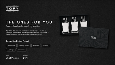 TOFY, perfume gifting | UX Design Project | App UI app design app ui black branding concept design design design project figma gift logo minimalistic modern perfume project research ui ui ux design ux ux process wireframe