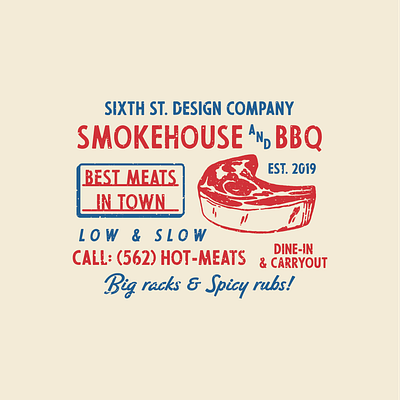 SSDC Hot Meats Logo bbq branding design graphic design hand drawn illustration logo restaurant smokehouse typography ui ux vector vintage