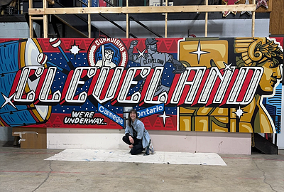 Cleveland Guardians Mural baseball cleveland illustration lettering mlb mural ohio painting sports sports mural