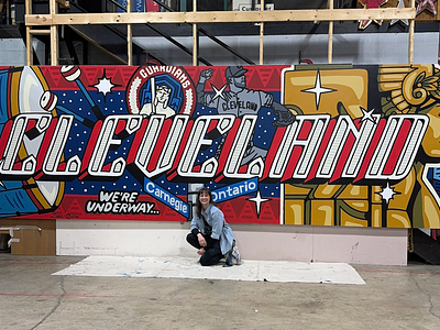 Cleveland Guardians Mural baseball cleveland illustration lettering mlb mural ohio painting sports sports mural