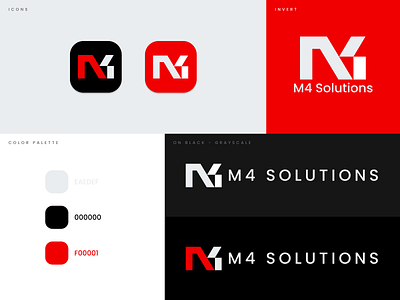 Letter M4 Logo Design (M4 Solutions) appdesign appicondesign art branding creative dailyui design designer dribbble graphicdesign graphicdesigner illustrator interface logo logodesign logodesigns logoicon m4solutions vector weblogo