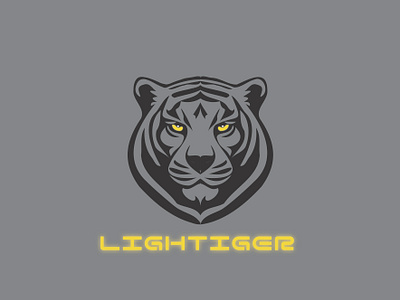 LIGHTIGER angry animal black eye gray light simple tiger yellow