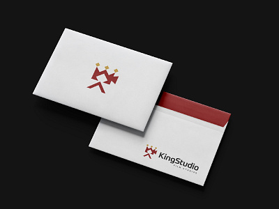 KingStudio Logo business envelope film king logo logos mockup modern movie simple video