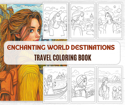 Travel Coloring Book for Adults | Enchanting World Destinations logo wanderlust coloring pages