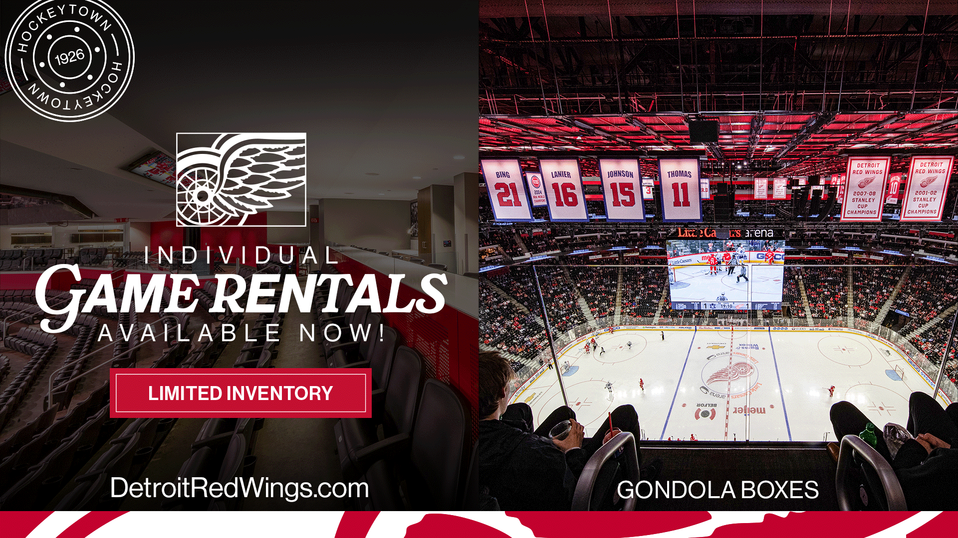 Red Wings Suite Rentals adobe photoshop creative design detroit detroit red wings graphic design hockey nhl photoshop