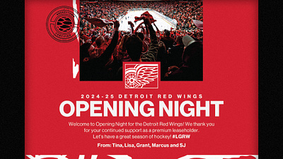 DRW Opening Night Suite Holder Card adobe photoshop creative design detroit detroit red wings graphic design hockey nhl print typography