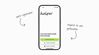 Helper Mobile App | Login, Registration 2024 app app design design ecology helper ios login minimal mobile app recycling registration sign up ui