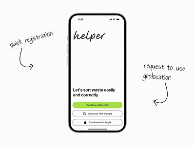 Helper Mobile App | Login, Registration 2024 app app design design ecology helper ios login minimal mobile app recycling registration sign up ui