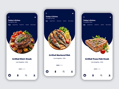 Grilled Food Item UI Design beef fastfood fish grilled meat stake tuna ui ui desig user interface