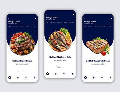 Grilled Food Item UI Design beef fastfood fish grilled meat stake tuna ui ui desig user interface