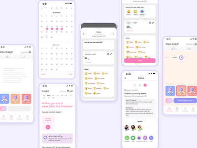 Redesign: Doula, Labor coach, and contraction timer application branding ui