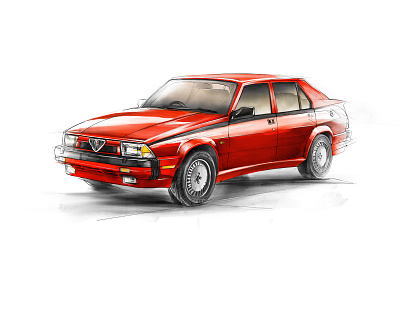 Alpha Romeo 75 adobe cardesign drawing illustration pencil