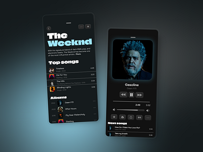 Mobile Music App - The Weeknd app prototype artist profile clean design dark mode design drag and drop figma interactive design mobile design mobile ui modern ui motion design music app music interface music player playlist design streaming app the weeknd ui design user interface ux design