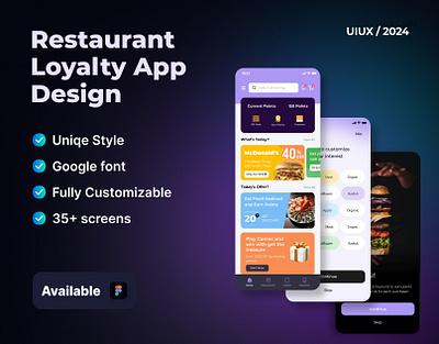 Restaurant Loyalty App Design | UIUX app app design app ui application apps fast food figma food loyalty menu mobile app mobile app design restaurant restaurante ui uiux uiuxdesign