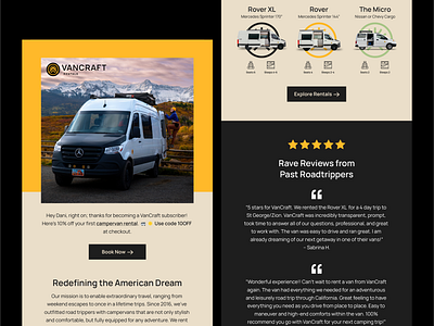 Welcome Series Email Design for B2C Campervan Company adobe illustrator email automation email design email marketing graphic design klaviyo