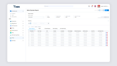 Vessel Report dashboard date filter filtering grid ui design ux design