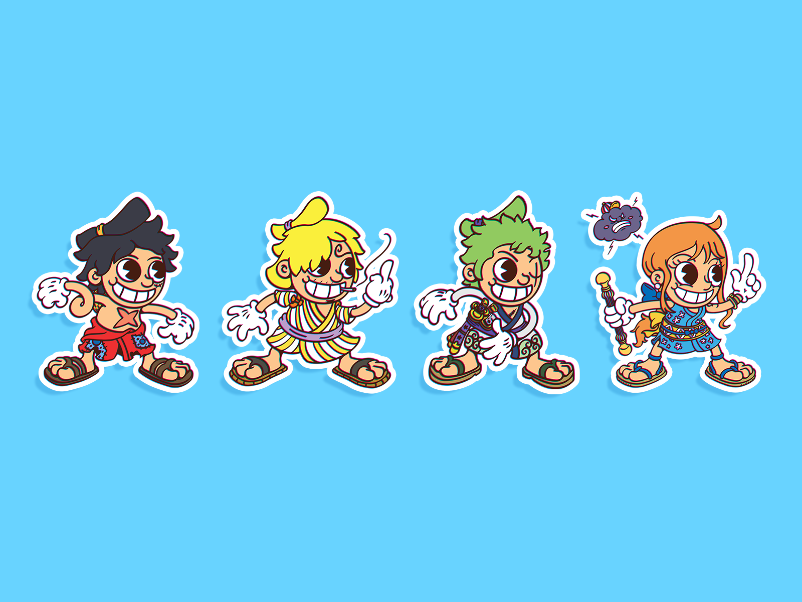 One Piece - Straw Hat Pirates anime cuphead cute design illustration luffy nami one piece straw hats