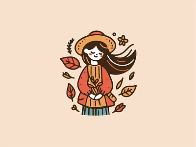 Autumn village woman autu autumn bear branding design graphic design illustration leaf leaves logo