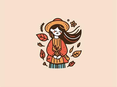 Autumn village woman autu autumn bear branding design graphic design illustration leaf leaves logo