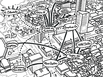 Les tunnels de la colline parlementaire cartography drawing handdrawn map mapping procreate quebec city tunnels