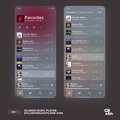 Islands Music Player app design mobile music ui ux