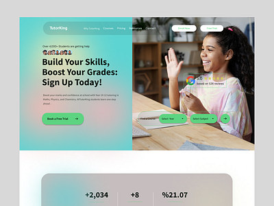 TutorKing - Online Learning Made Simple: UX/UI Design case study educational landing page online tutor ui ux web design