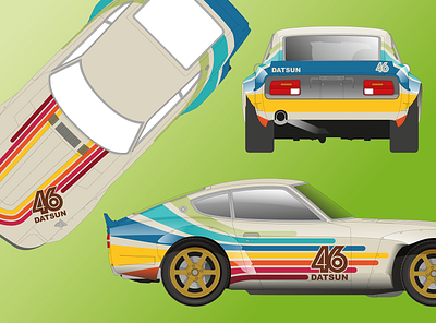 Car wrap for a Datsun 240z car wrap drift car graphic design retro design vehicle wrap