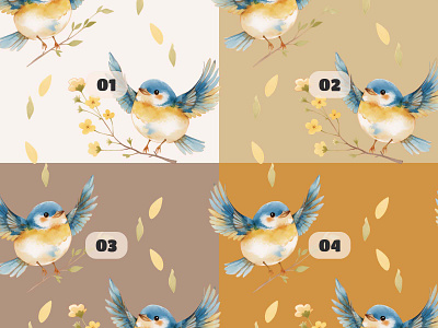 Blue Bird | Exclusive Seamless Pattern No. 17 digital art fabric design graphic design illustration pattern procreate seamless pattern textile