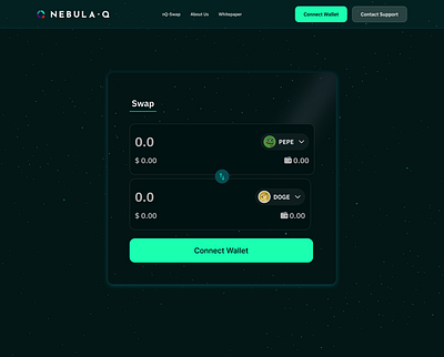 Nebula Q Swap Landing Page Design blockchain crypto design payment ui uiux wallet