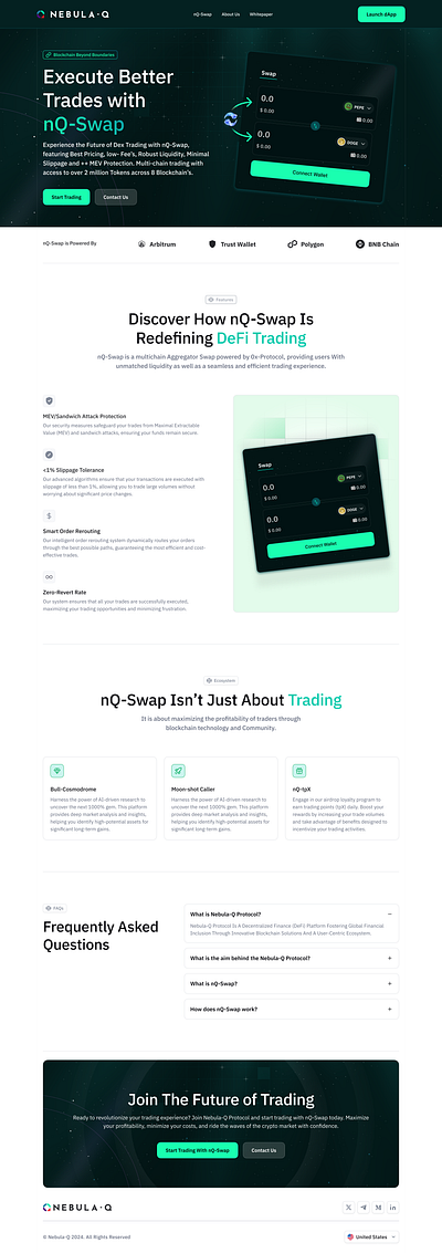 Landing Page Design for Nebula Q 3d blockchain crypto design ui uiux wallet