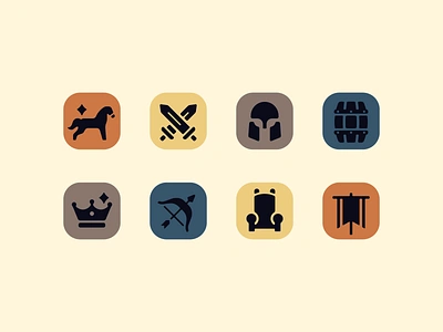 Tavern Tales chair crown design fantasy flag geometric graphic design horse icon icons illustration king logo medieval sword tale tavern throne vector