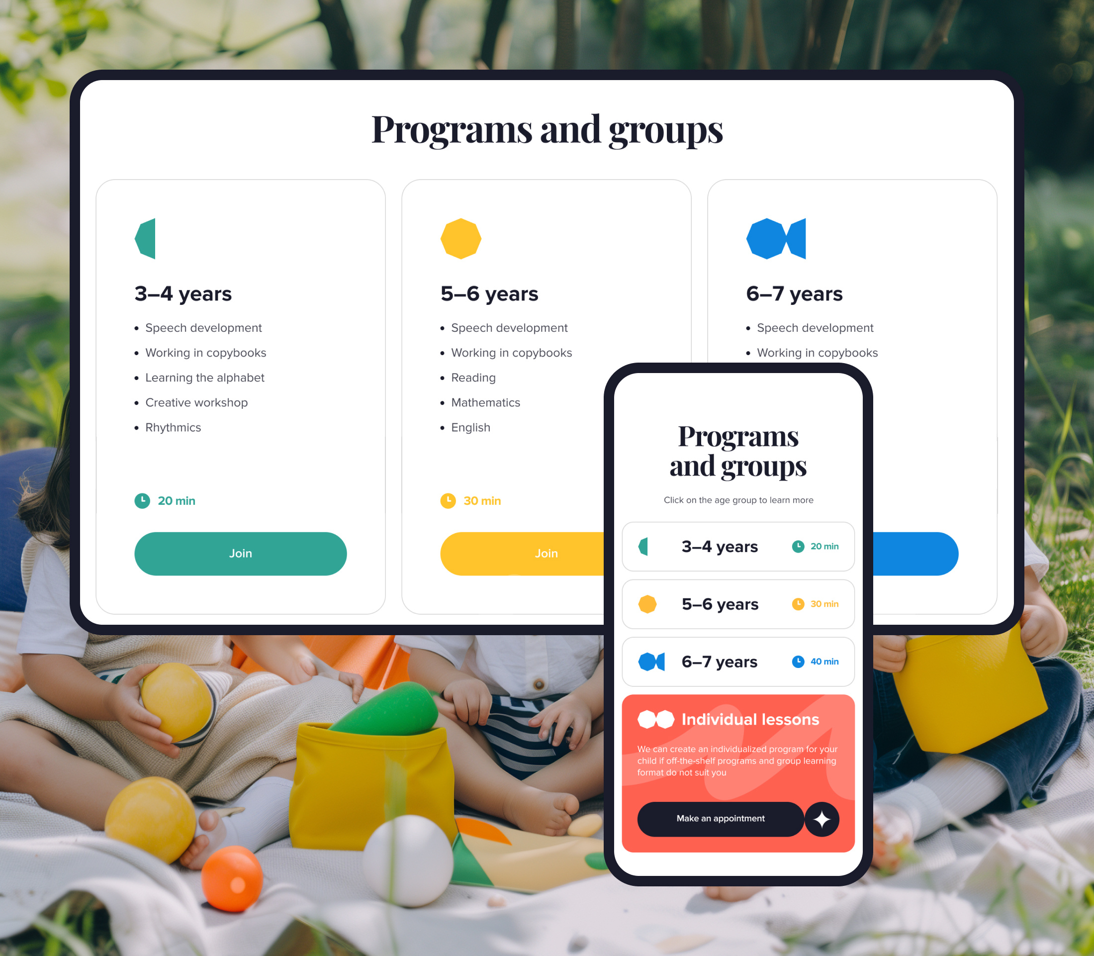 Spark Kids School Landing landing page ui ux web design