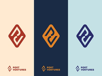 Logomarks for Post Ventures brand branding compass diamond identity logo mark mirror navigate peaks post symbol symmetry trail venture