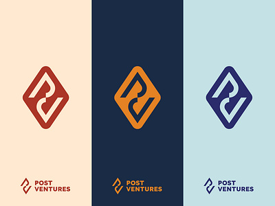 Logomarks for Post Ventures brand branding compass diamond identity logo mark mirror navigate peaks post symbol symmetry trail venture