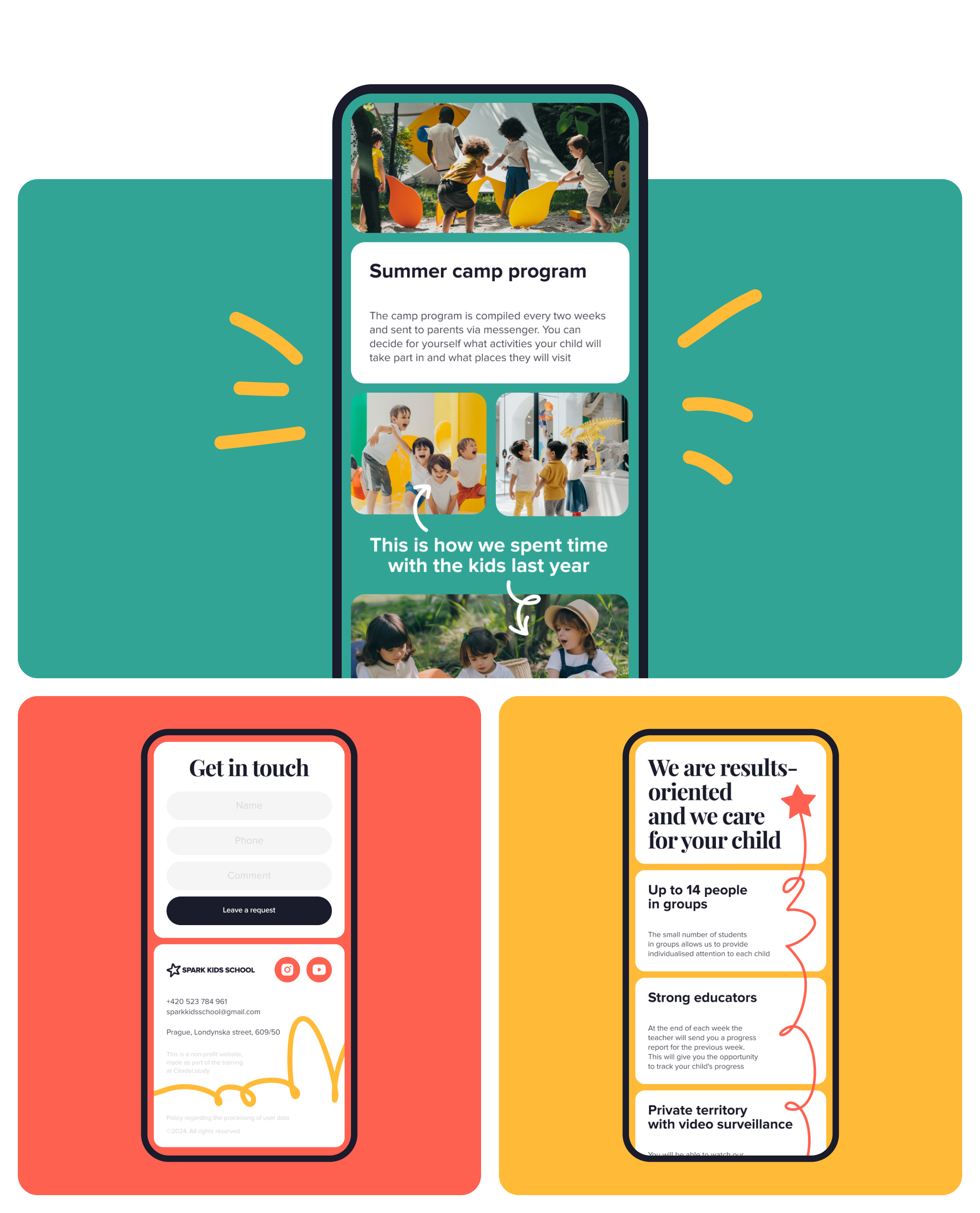 Spark Kids School Landing lan landing page ui ux web design