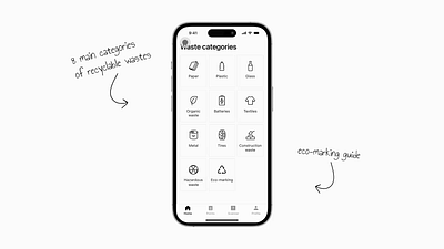 Helper Mobile App | Waste categories guide 2024 app animation app design design ecology ios mobile app mobile app design recycling sorting guide sorting waste ui uxui