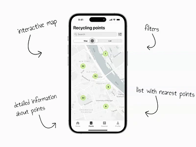 Helper Mobile App | Map search 2024 app design filters ios map map design mobile app mobile app design navigation recycling map search map ui ui design uxui