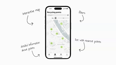 Helper Mobile App | Map search 2024 app design filters ios map map design mobile app mobile app design navigation recycling map search map ui ui design uxui