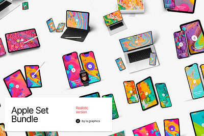 Apple Set Bundle - Realistic desktop mockup device mockup ipad mockup iphone mockup macbook mockup macbook pro mockup tablet mockup xdr mockup