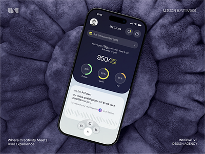 AI-Health Tracking App Design Using Voice Assistance ai health tracking app fitnessapp health tracking app healthtracking mobiledesign responsivedesign user interface userexperience voiceassistant wellnesstech