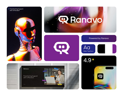 Ranavo - Logo Design ai brand branding chatbot costumer email future help helpdesk livechat logo logo design r robot robot logo tech tech logo technology visual identity