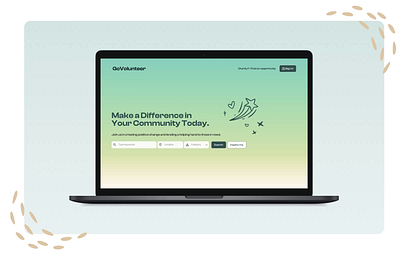 GoVolunteer: Volunteer Platform card energetic footer gradient landing page line drawing style mobile design modern platform platform design search ui user experience user interface ux volunteer volunteer platform web design