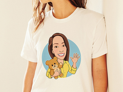 Custom Cartoon Woman Illustration for T-Shirt Printing branding cartoon cartoon portrait custom character custom design fiverr custom t shirt design cute design fiverr fun t shirt design graphic design icartoonall illustration personalized gifts design personalized illustration smiling woman cartoon vector vector illustration woman with teddy bear