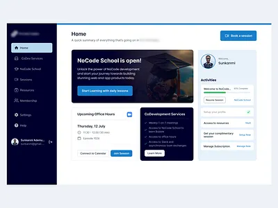 Nocode School Dashboard bento bento box dashboard nocode school ui uiux design