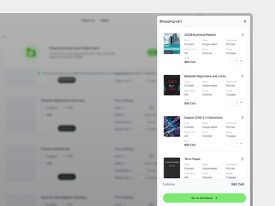 Cart - Prinnt app books cart design ecommerce print ui design ux design