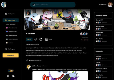 Design of Don Sharky a web3 social app crypto design figma product design ui uiux web3