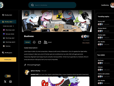 Design of Don Sharky a web3 social app crypto design figma product design ui uiux web3